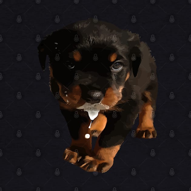 Cute Rottweiler Puppy Drooling Milk by taiche